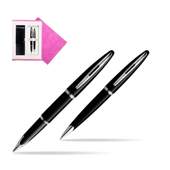Waterman Carène Black Sea ST Penna Stilografica + Waterman Carène Black Sea ST Penna a Sfera in suede box fuchsia