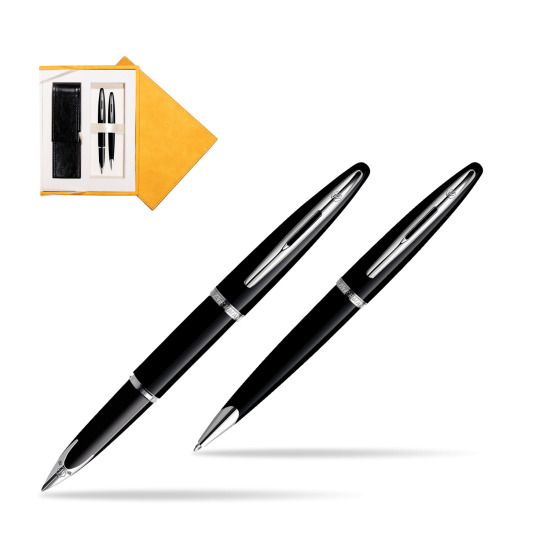 Waterman Carène Black Sea ST Penna Stilografica + Waterman Carène Black Sea ST Penna a Sfera in suede box yellow
