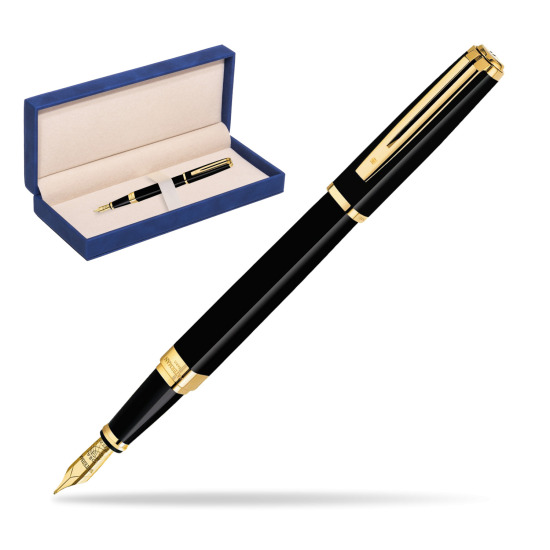 Waterman Exception Slim Black GT Fountain pen in suede box navy blue