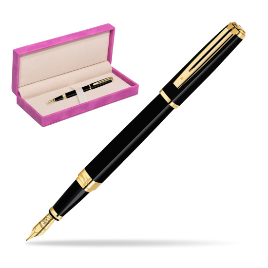 Waterman Exception Slim Black GT Fountain pen in suede box fuchsia