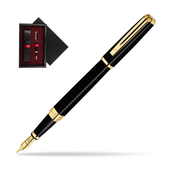Waterman Exception Slim Black GT Fountain pen in single wooden box Black Single Maroon