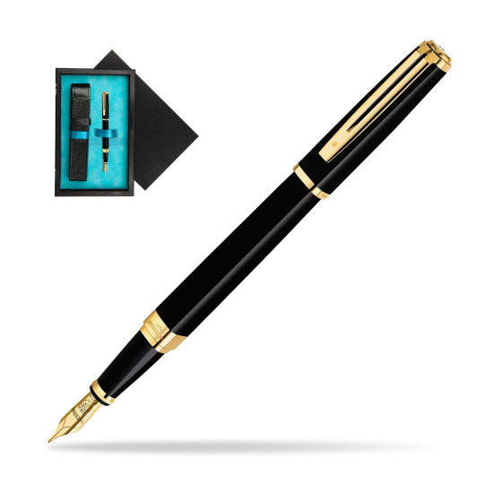Waterman Exception Slim Black GT Fountain pen in single wooden box Black Single Turquoise