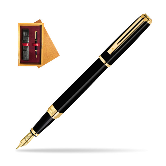 Waterman Exception Slim Black GT Fountain pen in single wooden box Honey Single Maroon