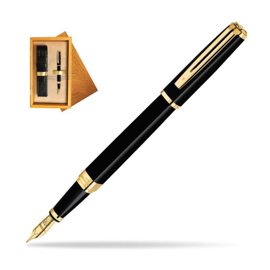 Waterman Exception Slim Black GT Fountain pen in single wooden box Honey Single Ecru