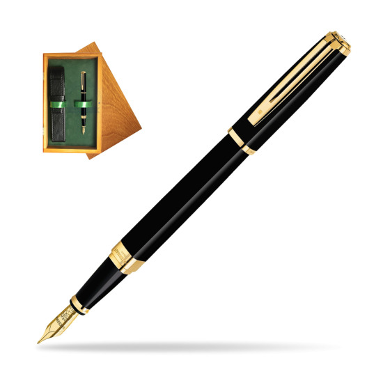 Waterman Exception Slim Black GT Fountain pen in single wooden box Honey Single Green