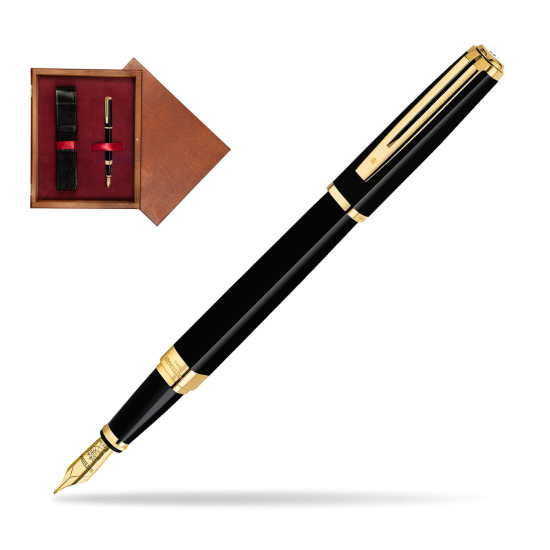 Waterman Exception Slim Black GT Fountain pen in single wooden box Mahogany Single Maroon