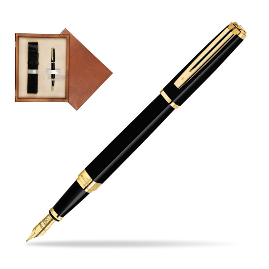 Waterman Exception Slim Black GT Fountain pen in single wooden box Mahogany Single Ecru