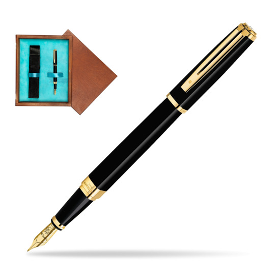 Waterman Exception Slim Black GT Fountain pen in single wooden box Mahogany Single Turquoise 