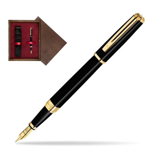 Waterman Exception Slim Black GT Fountain pen in single wooden box Wenge Single Maroon