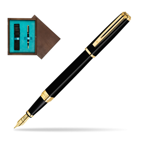 Waterman Exception Slim Black GT Fountain pen in single wooden box Wenge Single Turquoise 