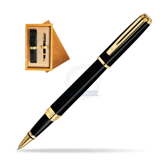 Waterman Exception Slim Black GT Rollerball pen in single wooden box Honey Single Ecru