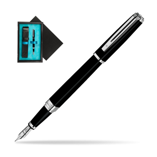 Waterman Exception Slim Black ST Penna Stilografica in single wooden box Black Single Turquoise