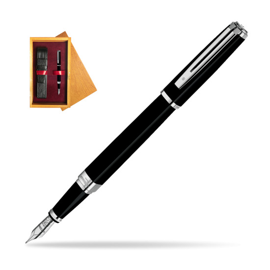 Waterman Exception Slim Black ST Penna Stilografica in single wooden box Honey Single Maroon