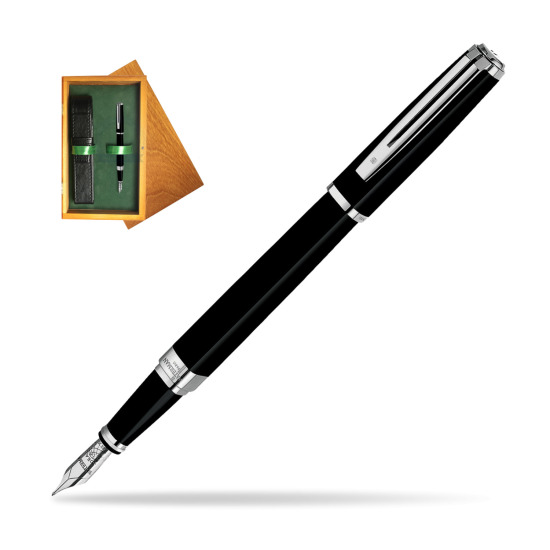 Waterman Exception Slim Black ST Penna Stilografica in single wooden box Honey Single Green