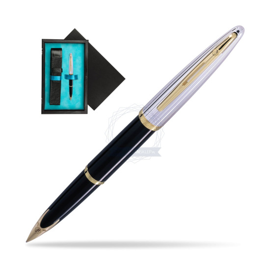 Waterman Carène Deluxe Black GT Fountain pen in single wooden box Black Single Turquoise