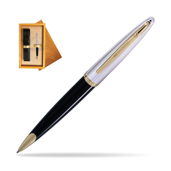 Waterman Carène Deluxe Black GT Penna a Sfera in single wooden box Honey Single Ecru
