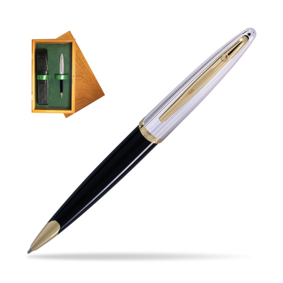 Waterman Carène Deluxe Black GT Penna a Sfera in single wooden box Honey Single Green