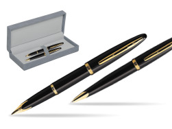 Waterman Carène Black Sea GT Fountain pen + Waterman Carène Black Sea GT Ballpoint Pen in suede box grey