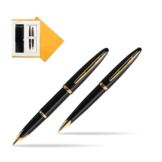 Waterman Carène Black Sea GT Fountain pen + Waterman Carène Black Sea GT Ballpoint Pen in suede box yellow