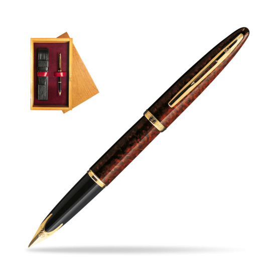 Waterman Carène Marine Amber GT Fountain pen in single wooden box Honey Single Maroon