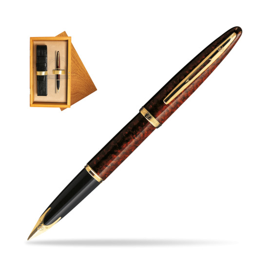 Waterman Carène Marine Amber GT Fountain pen in single wooden box Honey Single Ecru