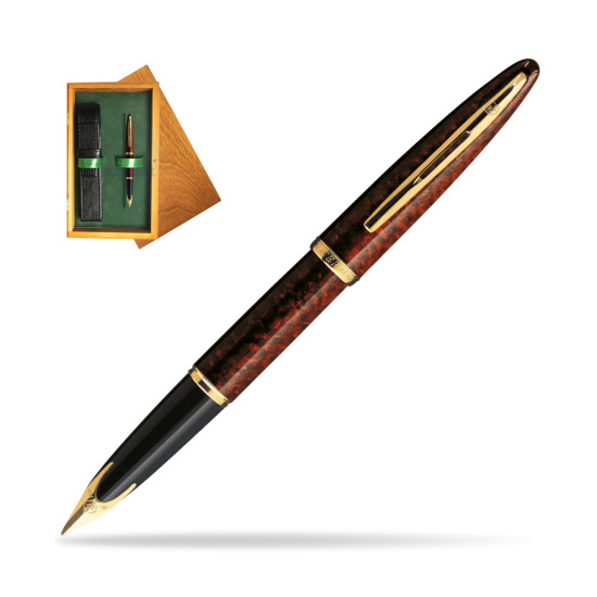 Waterman Carène Marine Amber GT Fountain pen in single wooden box Honey Single Green