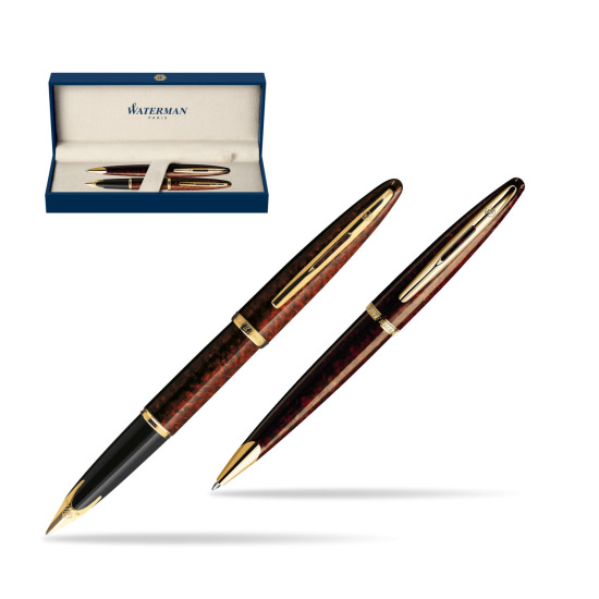 Waterman Carène Marine Amber GT Penna Stilografica + Waterman Carène Marine Amber GT Penna a Sfera