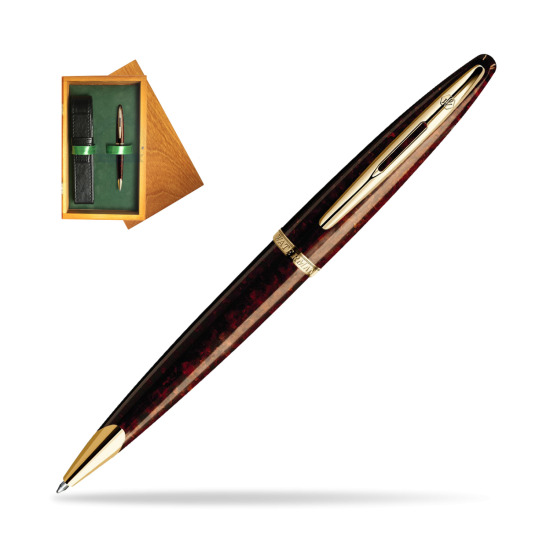 Waterman Carène Marine Amber GT Ballpoint pen in single wooden box Honey Single Green