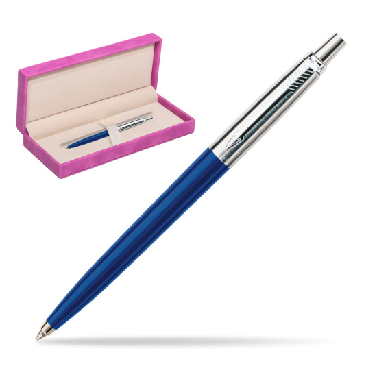 Parker Jotter Navy Blue Penna a Sfera in suede box fuchsia
