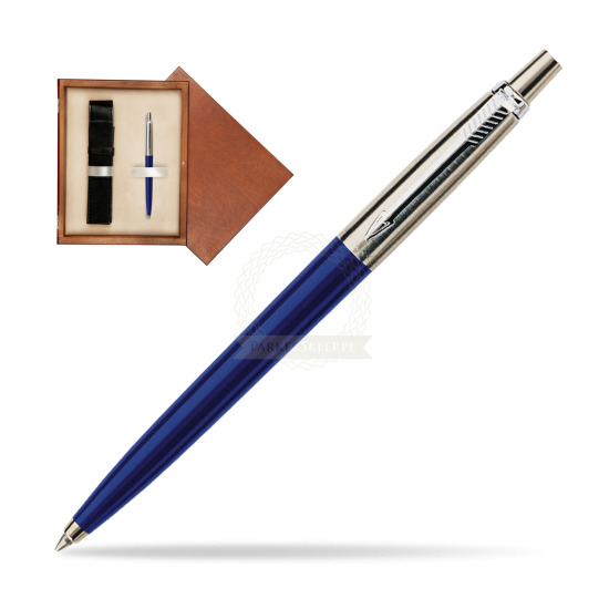 Parker Jotter Navy Blue Penna a Sfera in single wooden box Mahogany Single Ecru