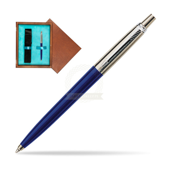 Parker Jotter Navy Blue Penna a Sfera in single wooden box Mahogany Single Turquoise 