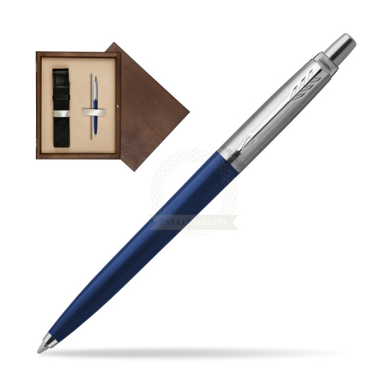 Parker Jotter Navy Blue Penna a Sfera in single wooden box Wenge Single Ecru