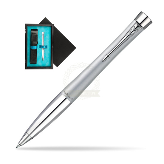 Parker Urban Fashion Fast Track Silver Lacquer CT Penna a Sfera in single wooden box Black Single Turquoise