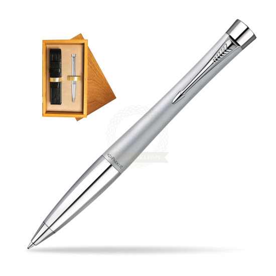 Parker Urban Fashion Fast Track Silver Lacquer CT Penna a Sfera in single wooden box Honey Single Ecru
