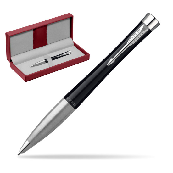 Parker Urban Fashion London Cab Black Lacquer CT Ballpoint Pen in the red leather box