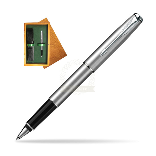 Parker Sonnet Stainless Steel CT Rollerball Pen in single wooden box Honey Single Green