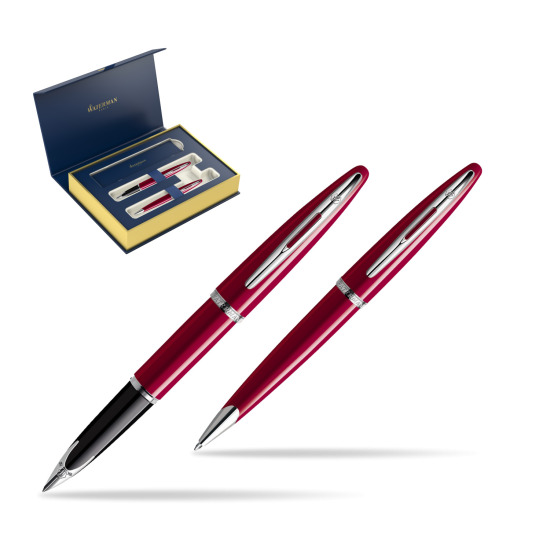 Waterman Carène Glossy Red CT Penna Stilografica + Waterman Carène Glossy Red CT Penna a Sfera 
