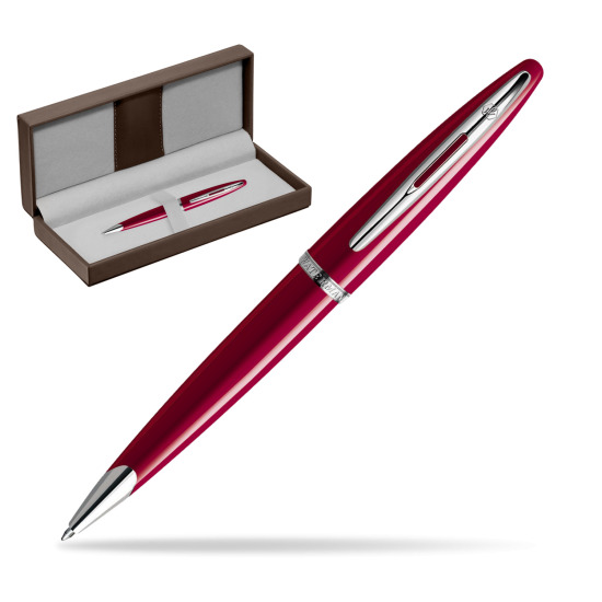 Waterman Carène Glossy Red CT Ballpoint pen in the brown leather box