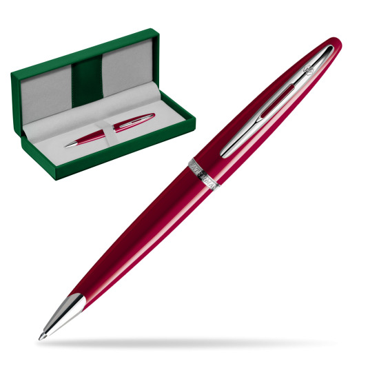 Waterman Carène Glossy Red CT Ballpoint pen in the green leather box