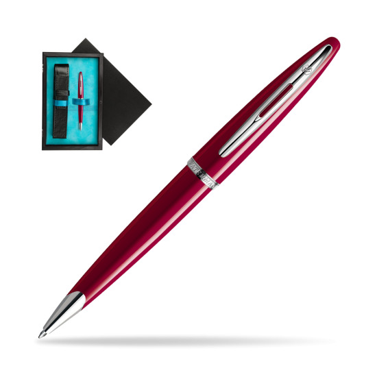 Waterman Carène Glossy Red CT Penna a Sfera in single wooden box Black Single Turquoise