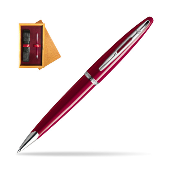 Waterman Carène Glossy Red CT Penna a Sfera in single wooden box Honey Single Maroon