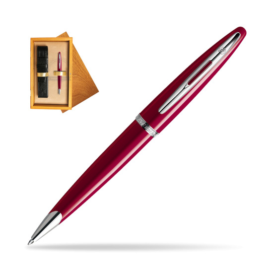 Waterman Carène Glossy Red CT Penna a Sfera in single wooden box Honey Single Ecru