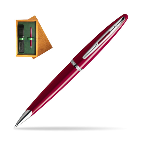Waterman Carène Glossy Red CT Penna a Sfera in single wooden box Honey Single Green