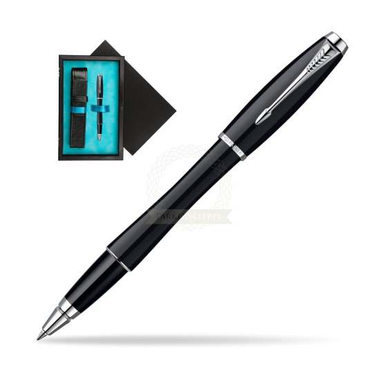 Parker Urban Fashion London Cab Black Lacquer CT Rollerball Pen in single wooden box Black Single Turquoise