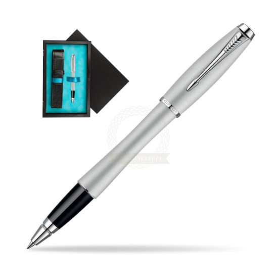 Parker Urban Fashion Fast Track Silver Lacquer CT Rollerball Pen in single wooden box Black Single Turquoise
