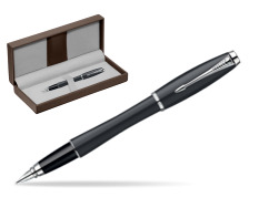 Parker Urban Classic Muted Black Lacquer CT Fountain Pen in the brown leather box