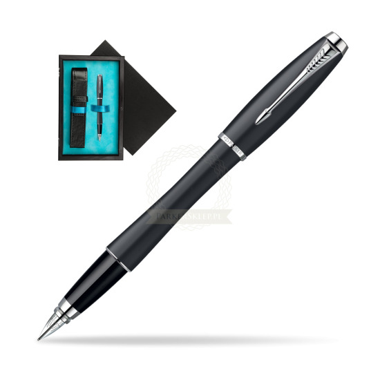 Parker Urban Classic Muted Black Lacquer CT Fountain Pen in single wooden box Black Single Turquoise