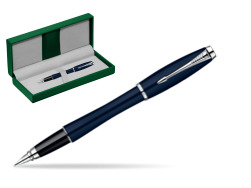 Parker Urban Classic Nightsky Blue Lacquer CT Fountain Pen in the green leather box