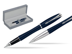 Parker Urban Classic Nightsky Blue Lacquer CT Fountain Pen + Parker Urban Classic Nightsky Blue Lacquer CT Ballpoint Pen in a Gift Box in suede box grey