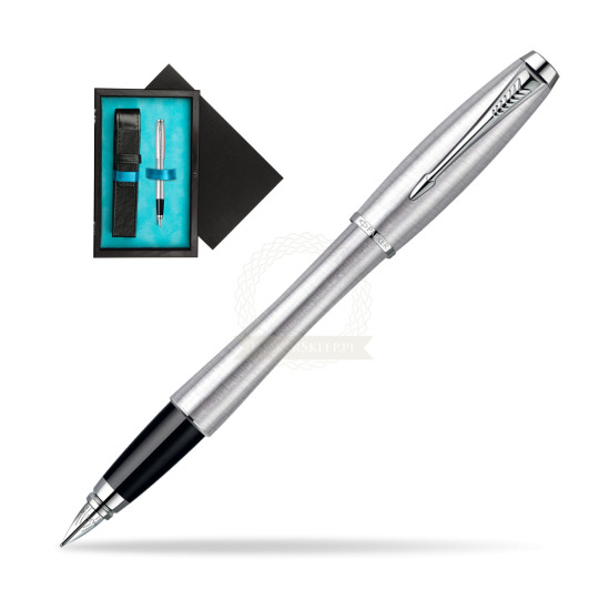 Parker Urban Classic Metro Metallic CT Penna Stilografica in single wooden box Black Single Turquoise